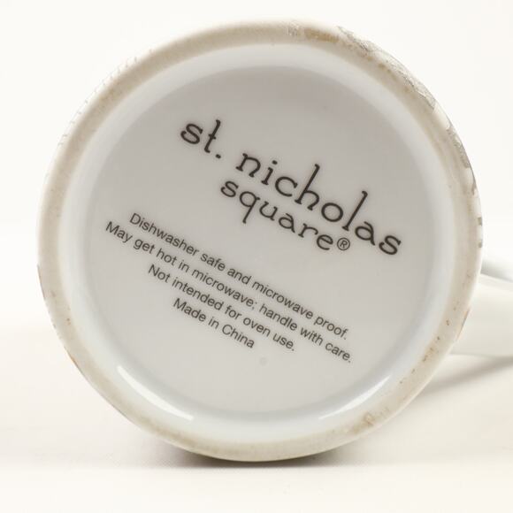 St. Nicholas Square Pine Boughs & Cones Christmas 12oz Coffee Mug Silver Gold - Picture 8 of 8